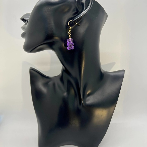 Mini Gummy Bear Earrings - Red, Pink, Orange, Yellow, Blue or Purple - Picture 5 of 9